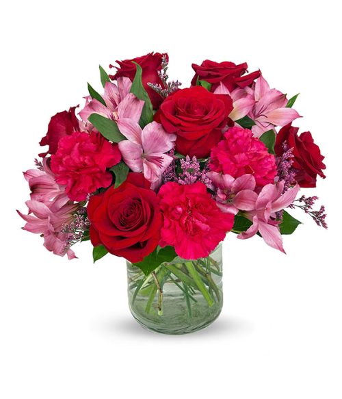 Fresh Flower Bouquet, Red Roses, Alstroemeria